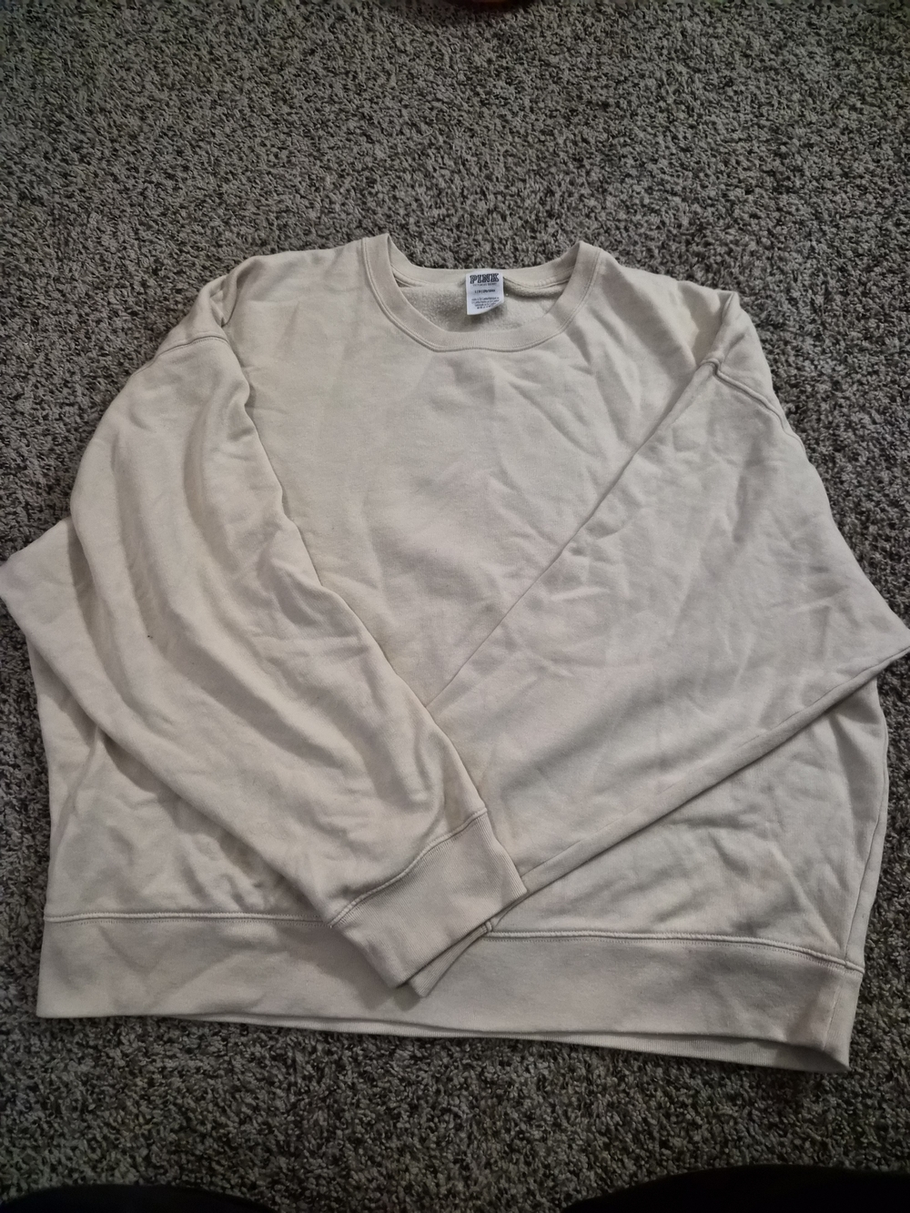 PINK Victoria's Secret Men's Crewneck Sweater in Light Beige